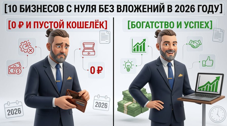 10 бизнесов с нуля без вложений в 2026 году