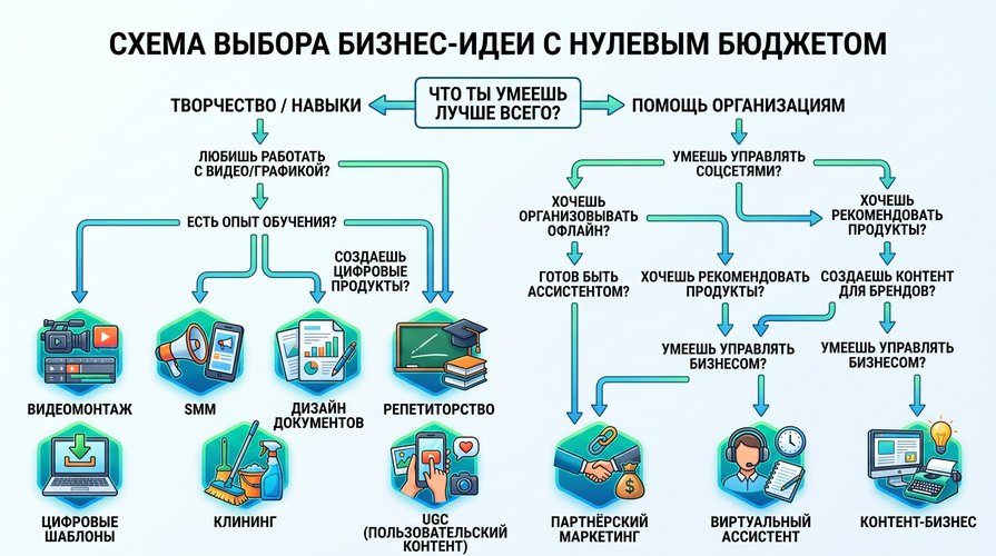 Посмотрите, как выглядит схема выбора бизнес-идеи: